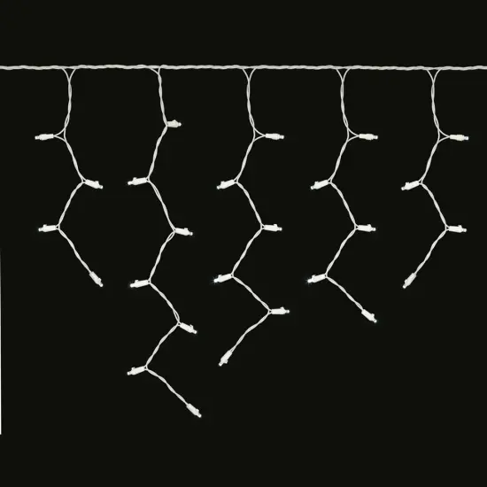 70 Pure White 5mm LED 4.8W 9 ft. White Wire Wide Angle Icicle Christmas Lights {1}