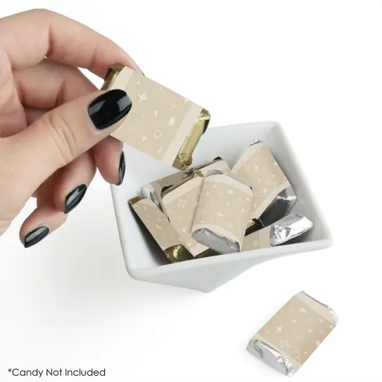 Big Dot of Happiness Tan Confetti Stars - Mini Candy Bar Wrapper Stickers - Simple Party Small Favors - 40 Count {3}