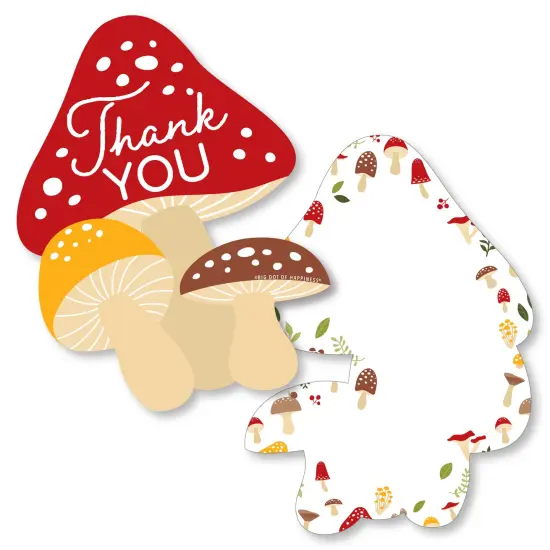 Big Dot of Happiness Wild Mushrooms - Shaped Thank You Cards - Red Toadstool Party Thank You Note Cards with Envelopes - Set of 12 {1}