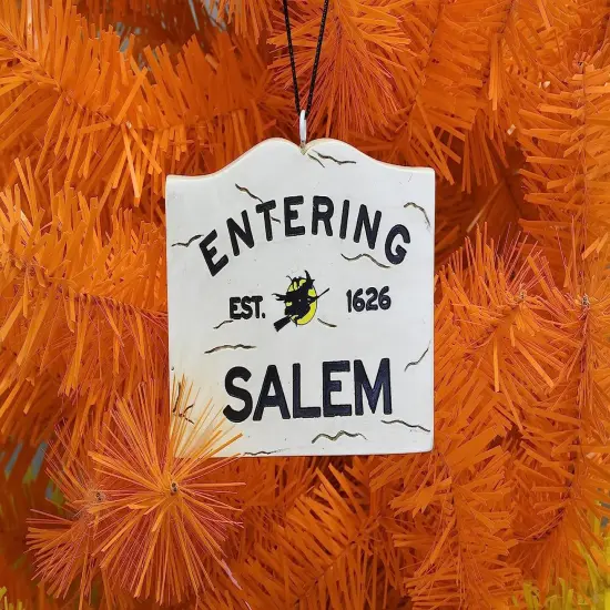 Tree Buddees Entering Salem Sign with Witch Halloween Ornament {6}
