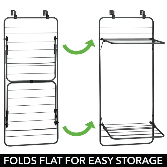 mDesign Steel Collapsible Over the Door Laundry Drying Rack {3}