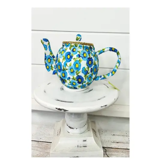 H6xW10 Blue Foam Tea Pot Ornament/Wreath Attachment: A Charming and Versatile Accent for Your Wreaths-63202BL {1}