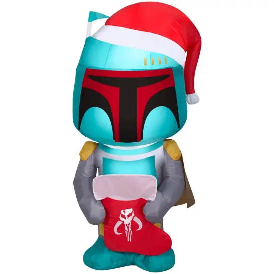 Gemmy Airblown Inflatable Christmas Star Wars Boba Fett Holding A Stocking Yard Decoration 116017 {1}