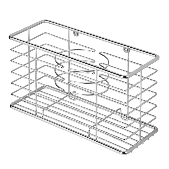 mDesign Steel Wall Mount Hair Dryer Storage Organizer Basket Holder {5}