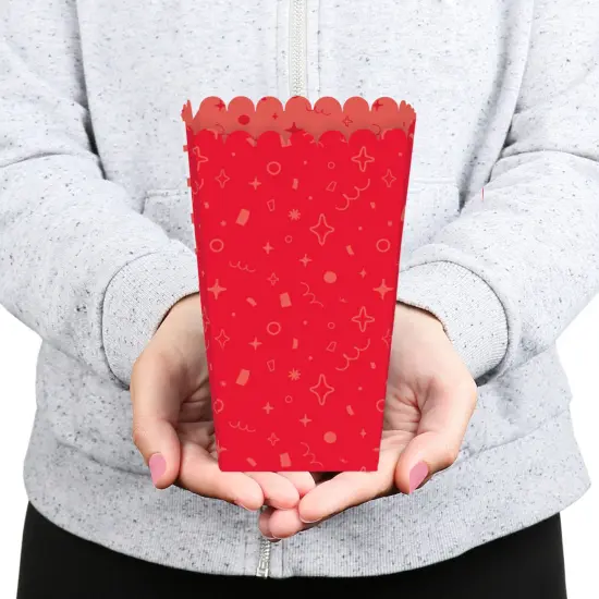 Big Dot of Happiness Red Confetti Stars - Simple Party Favor Popcorn Treat Boxes - Set of 12 {6}