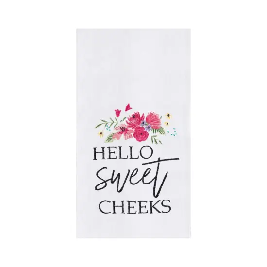 Valentine's Day "Hello Sweet Cheeks" Embroidered Flour Sack Kitchen Dishtowel {1}