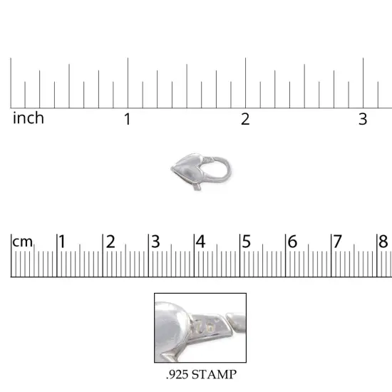 JewelrySupply Heart Clasp 14x7mm Sterling Silver (1-Pc) {3}