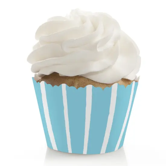 Big Dot of Happiness Blue Stripes - Simple Party Decorations - Party Cupcake Wrappers - Set of 12 {1}