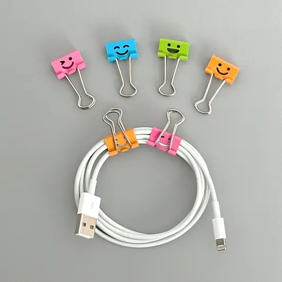 Wrapables Smiling Face Binder Clips for Office, Paper Clamps, Paper Clips Small {6}