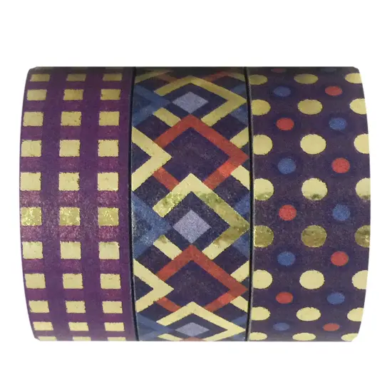 Wrapables Washi Masking Tape (Set of 3) Purple Party {1}