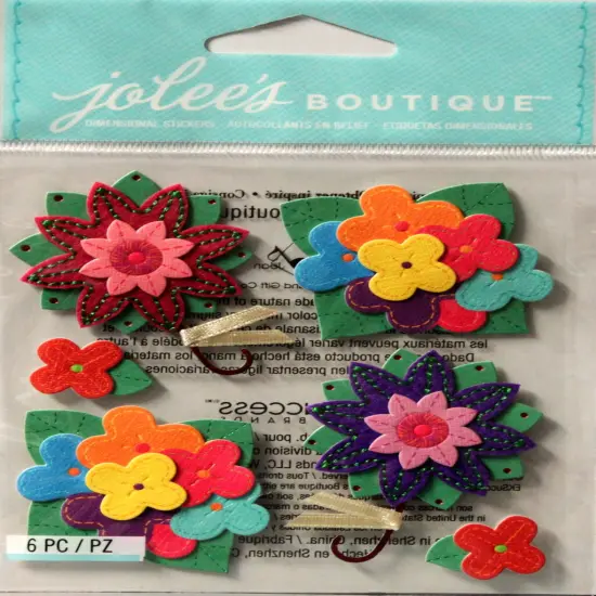 Jolee's Boutique Colorful Stitched Flowers Stickers {1}