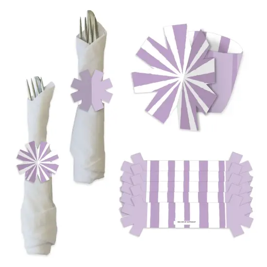 Big Dot of Happiness Purple Stripes - Simple Party Paper Napkin Holder - Napkin Rings - Set of 24 {1}