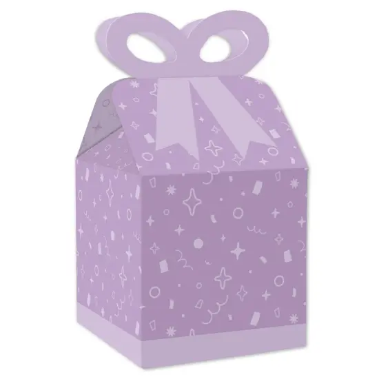 Big Dot of Happiness Purple Confetti Stars - Square Favor Gift Boxes - Simple Party Bow Boxes - Set of 12 {1}