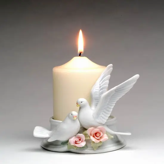 Ceramic Couple Of Doves 3" Pillar Candle Holder, Wedding D&eacute;cor, Wedding Gift, Wedding Favor, Anniversary D&eacute;cor, Anniversary Gift {3}