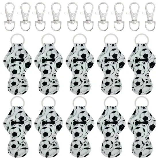 Wrapables 10 Pack Chapstick Holder Keychain with 10 Pieces Metal Clasps Soccer {1}