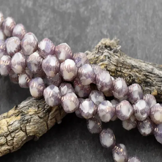 *15* 8x10mm Bronze Washed Alabaster Opal Faceted Bicone Beads {3}
