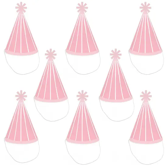 Big Dot of Happiness Pink Stripes - Cone Happy Birthday Party Hats for Kids and Adults - Set of 8 (Standard Size) {7}