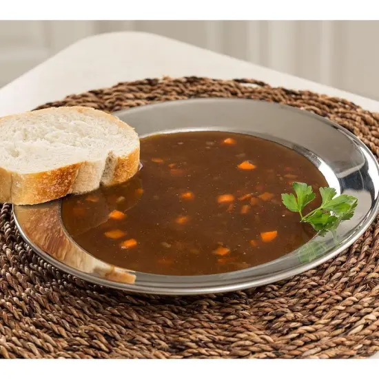 Shetler's Stainless Steel Soup Bowl Plates, Holds 16 oz, Set of 4 {1}