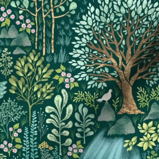 Various Fabrics by the Yard or Fat Quarter Forest Paradise Woodland Nature Wildlife Lush Botanical Green Flora Gender Neutral Baby Custom Printed Fabric by Spoonflower {7}