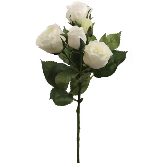 3PC 16" White Silk Rose Spray &ndash; 4 Flowers & 1 Bud, Realistic & Elegant Floral Decor {1}