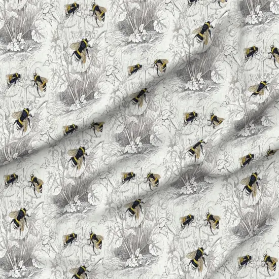 Various Fabrics by the Yard or Fat Quarter Bee Honey Floral Flowers Vintage Antique Illustration Pencil Drawing Flower Sketch Honeybee Custom Printed Fabric by Spoonflower {6}