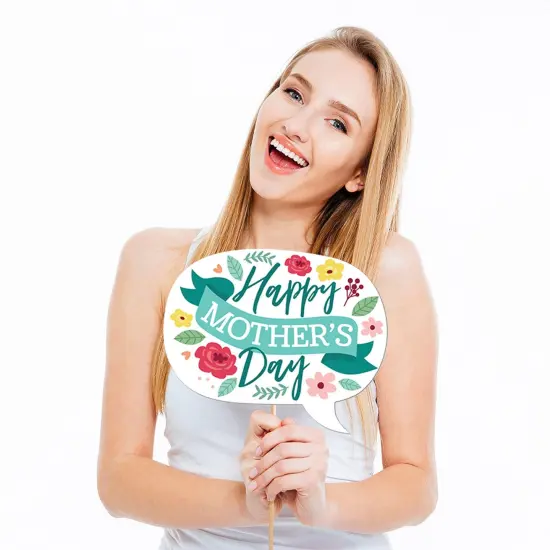 Big Dot of Happiness Colorful Floral Happy Mother's Day - We Love Mom Party Photo Booth Props Kit - 20 Count {4}