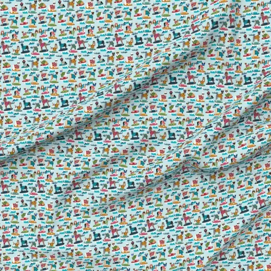 Various Fabrics by the Yard or Fat Quarter Surfing Dogs Summer Beach Fun Small Surf Tropical Cute Pug Pugs Frenchie Custom Printed Fabric by Spoonflower {6}