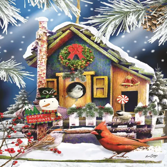 Sunsout Holiday Birdhouse 500 pc Christmas Jigsaw Puzzle 34966 {1}