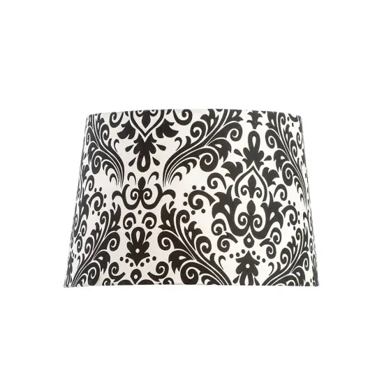 Aladdin Oil Lamp Shade, Cloth, 12 inch Base Fitter Lampshade, Black and White Damask Print {1}