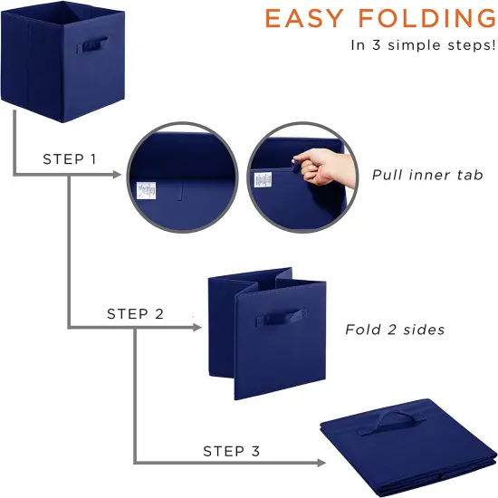 Sorbus Fabric Collapsible Cube Storage Bins Set (6 Pack) Royal Blue {4}