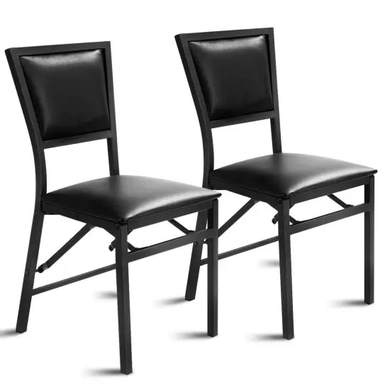 Set of 2 Metal Folding Chair Dining Chairs {3}