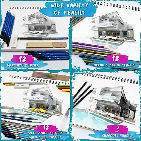 55 pieces Drawing Pencils Art Supplies &ndash; Colored Pencils For Kids, Teens, And Adults Includes Charcoal Pencils, Graphite Pencils, Sketch Pencils Digital Ebook Library Of Drawing Tutorials And Sketch book {3}