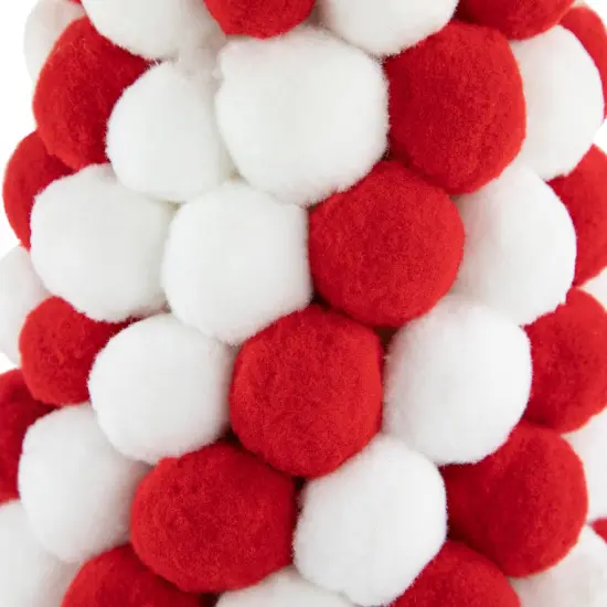 Northlight Candy Cane Plush PomPom Christmas Tree Decoration - 15" - Red and White {6}