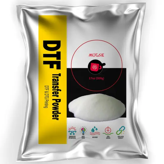 DTF Transfer Powder - 500g / 17.6oz White Hot Melt Adhesive for Sublimation, Compatible with DTF and DTG Printers, Versatile Powder for All Fabrics Including Jeans and Cotton T-Shirts {1}