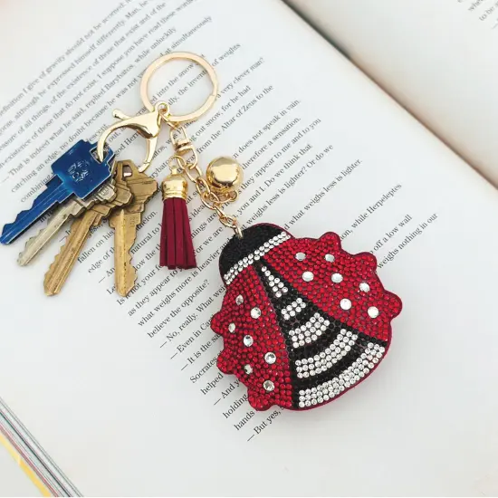 Wrapables Crystal Bling Key Chain Keyring with Tassel Car Purse Handbag Pendant, Ladybug {6}