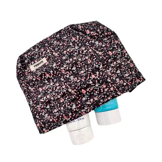 Wrapables Cosmetic Pouch, Makeup and Toiletry Travel Bag, Flowers on Black {5}