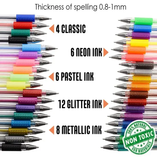 36 Multicolored Gel Pens for Adult Coloring {2}
