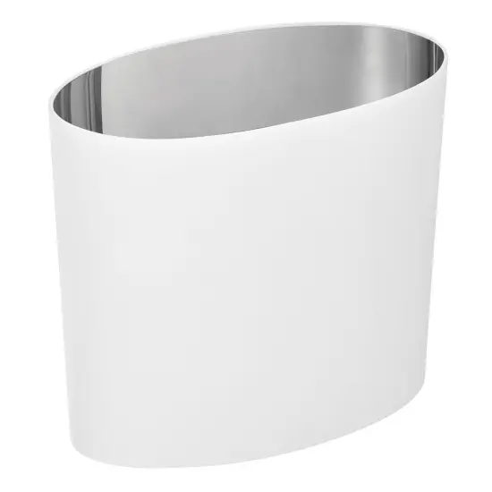 mDesign Metal Oval Small 1.8 Gallon Trash Can for Bathroom {1}