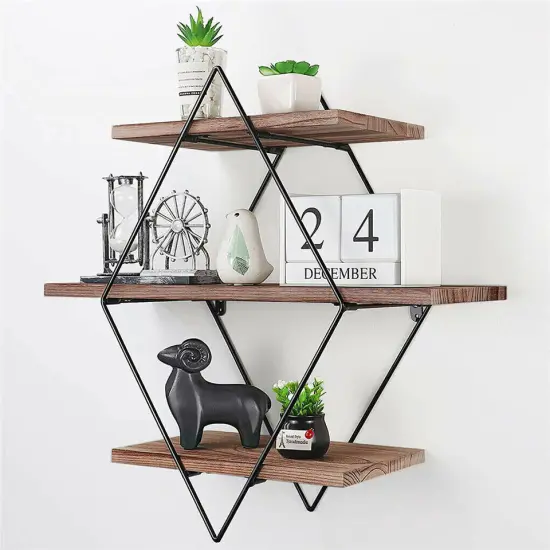 Vintage Floating Shelves Rustic Wooden Wall Shelf Display Storage. {1}