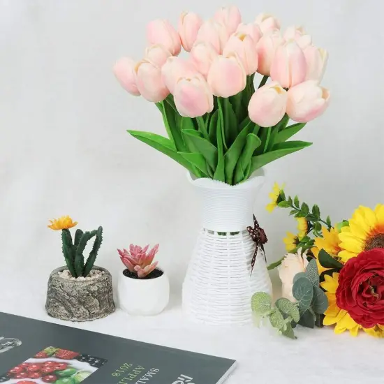 Kitcheniva Artificial Tulips Real Touch Home Decor 10 Pcs Pink {1}