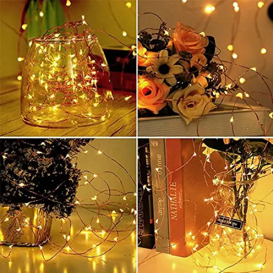 YOEEN 20 Pack Fairy Lights Battery Operated 3.3ft 20 LED Mini String Lights Copper Wire Firefly Starry Lights for Mason Jars Wedding Centerpieces Party Christmas Decor, Warm White {2}