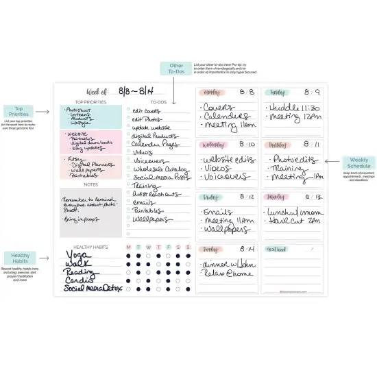 bloom daily planners Planning Pad, 8.5" x 11", Weekly To-Do List & Planner, Pastel {5}