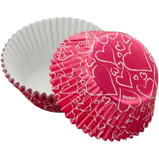 Pink Hearts Valentine's Day Foil Cupcake Liners, 24-Count {1}