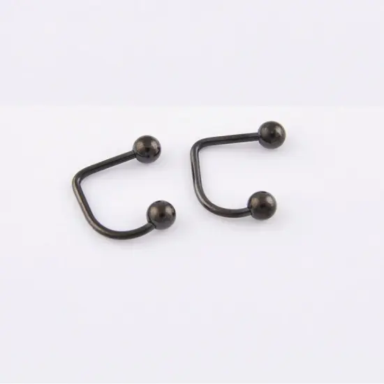 Kitcheniva 2 Pcs Surgical Steel Ball Top Lip Loop Labret Ring Black {1}