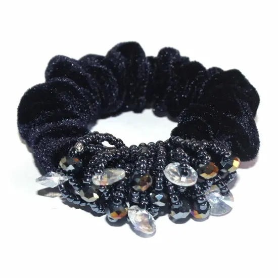 Kitcheniva Fashion Scrunchies Elastic Hair Bands With Beads Ink blue {1}