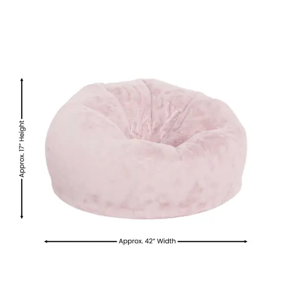 Emma and Oliver Oversized Bean Bag Chair for Kids and Adults Blush Furry {4}