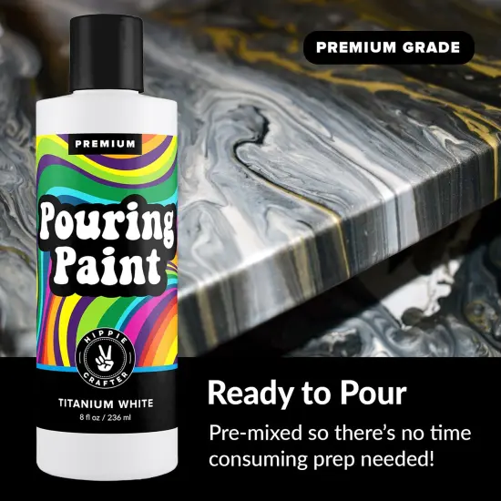 Black or White Pouring Paint Acrylic Pouring for Pour Art and Flow Painting 8oz 236 ml Bottle Mars Black or Titanium White {5}
