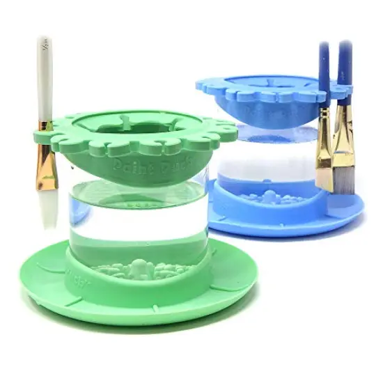 Paint Brush Cleaner Rinse Cup (All-in-One) Fine Art, Studio, Classroom | Brushes Holder & Silicone Cleaning System for Acrylic, Watercolor, and Water-Based Mediums (Mug, Green) {6}