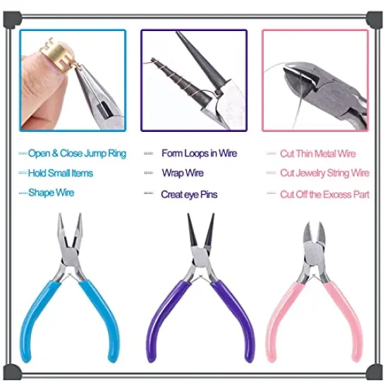 3 Pack Jewelry Pliers Set Tools Includes Needle Nose Pliers Round Nose Pliers Wire Cutters Chain Nose Pliers for Jewelry Making Repair, Wire Wrapping, Beading and Crafts {1}