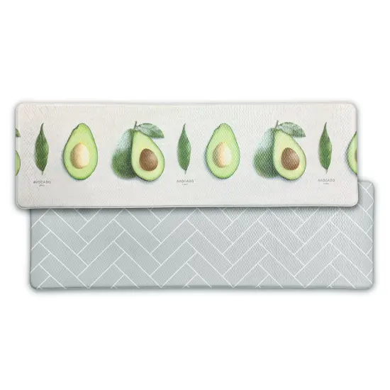 Double-Sided Two Designs Herringbone and Avocado Kitchen Anti-Fatigue Waterproof Kitchen Mat, Large {1}